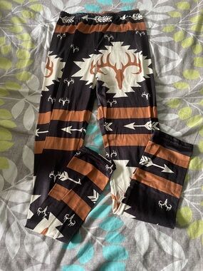 Southwest Antler Print Leggings in Black & Brown